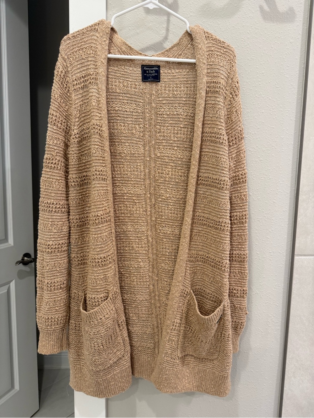 Abercrombie & Fitch open front knit cardigan- camel- small